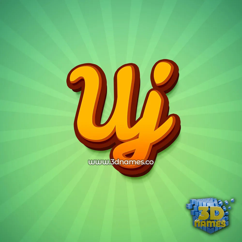 uj in Green Rays style - 3D name wallpaper