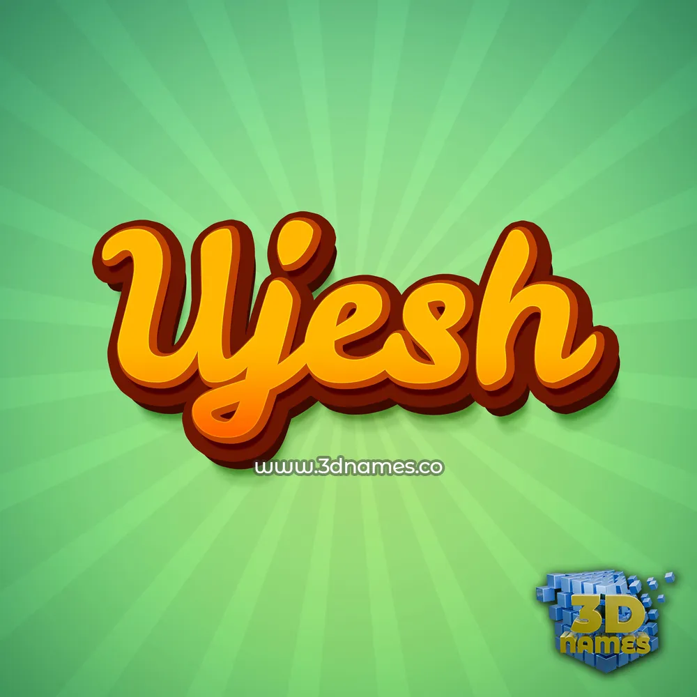 ujesh in Green Rays style - 3D name wallpaper