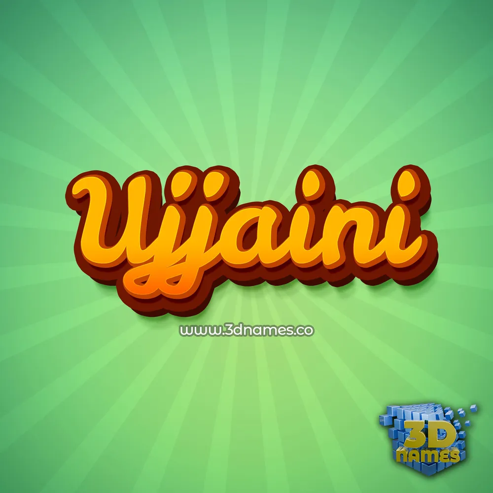 ujjaini in Green Rays style - 3D name wallpaper