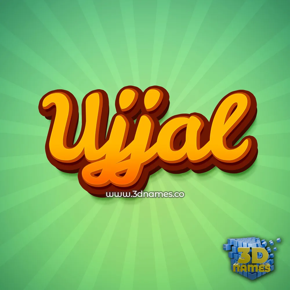 ujjal in Green Rays style - 3D name wallpaper