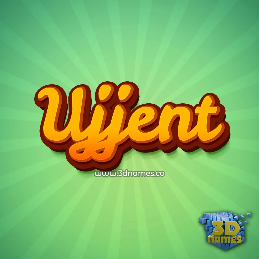 ujjent in Green Rays style - 3D name wallpaper