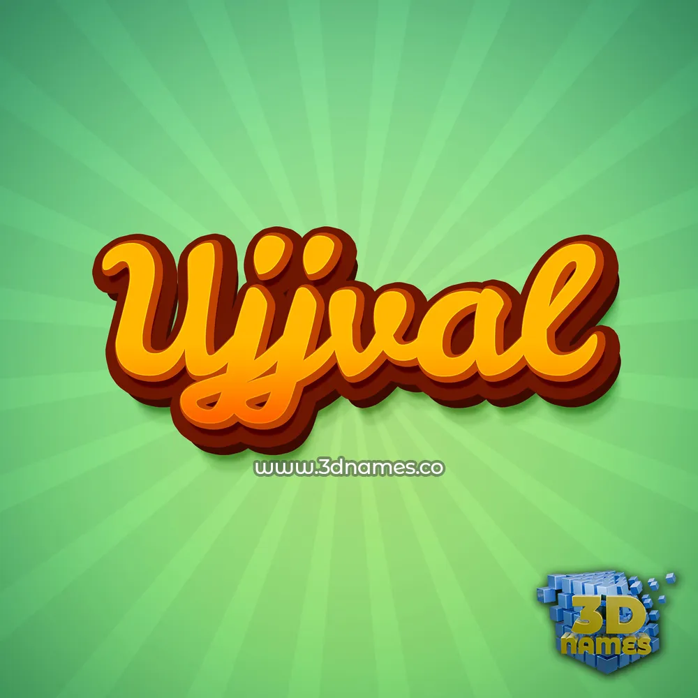 ujjval in Green Rays style - 3D name wallpaper