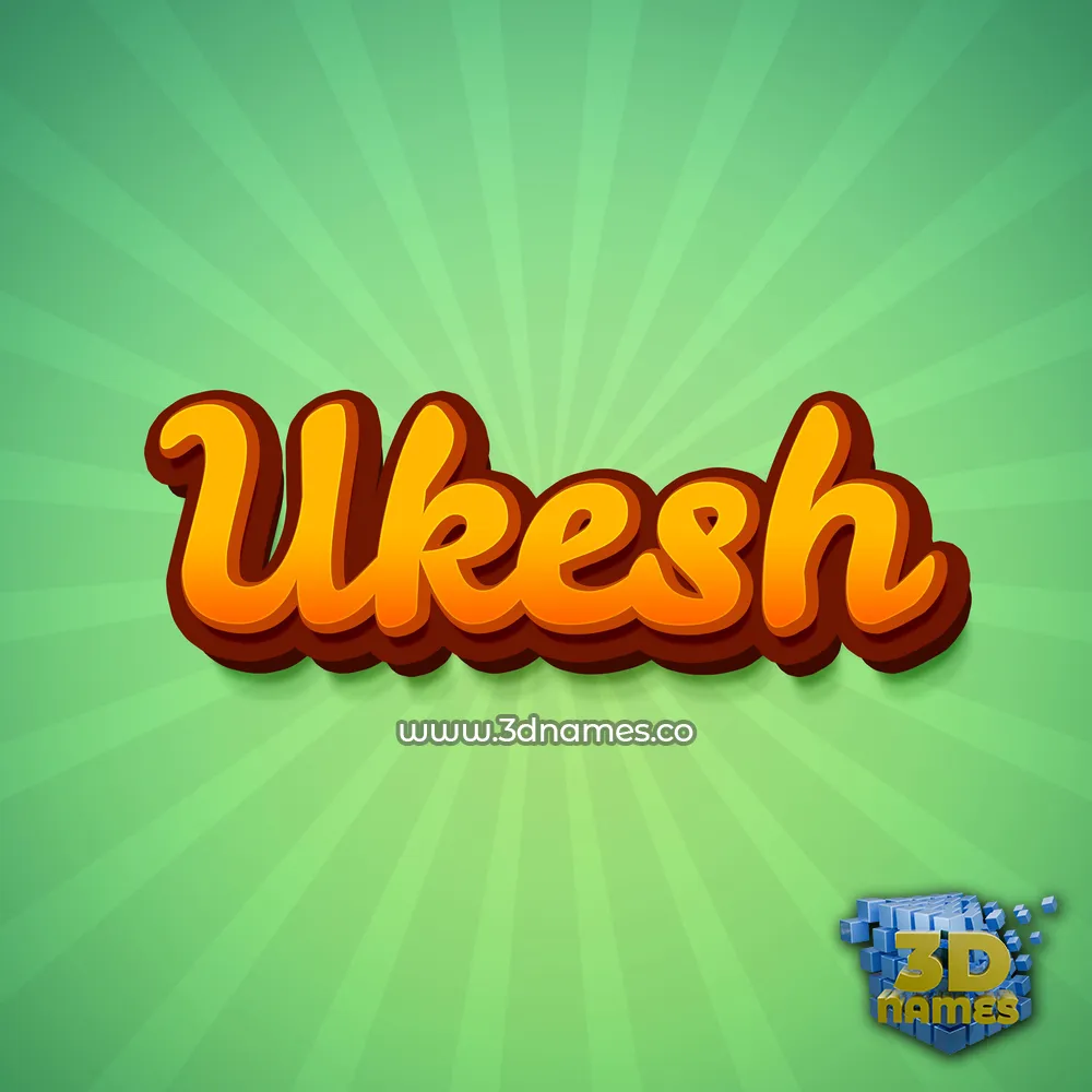ukesh in Green Rays style - 3D name wallpaper