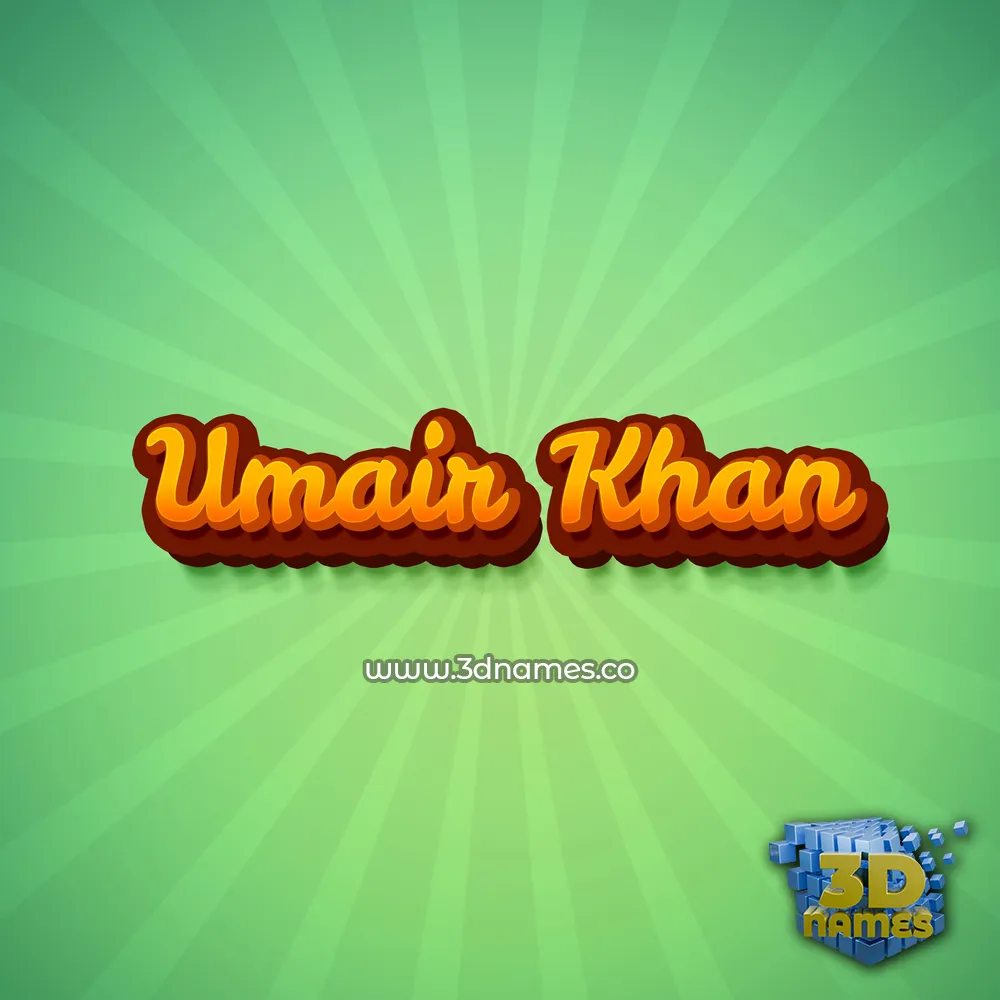 umair khan in Green Rays style - 3D name wallpaper