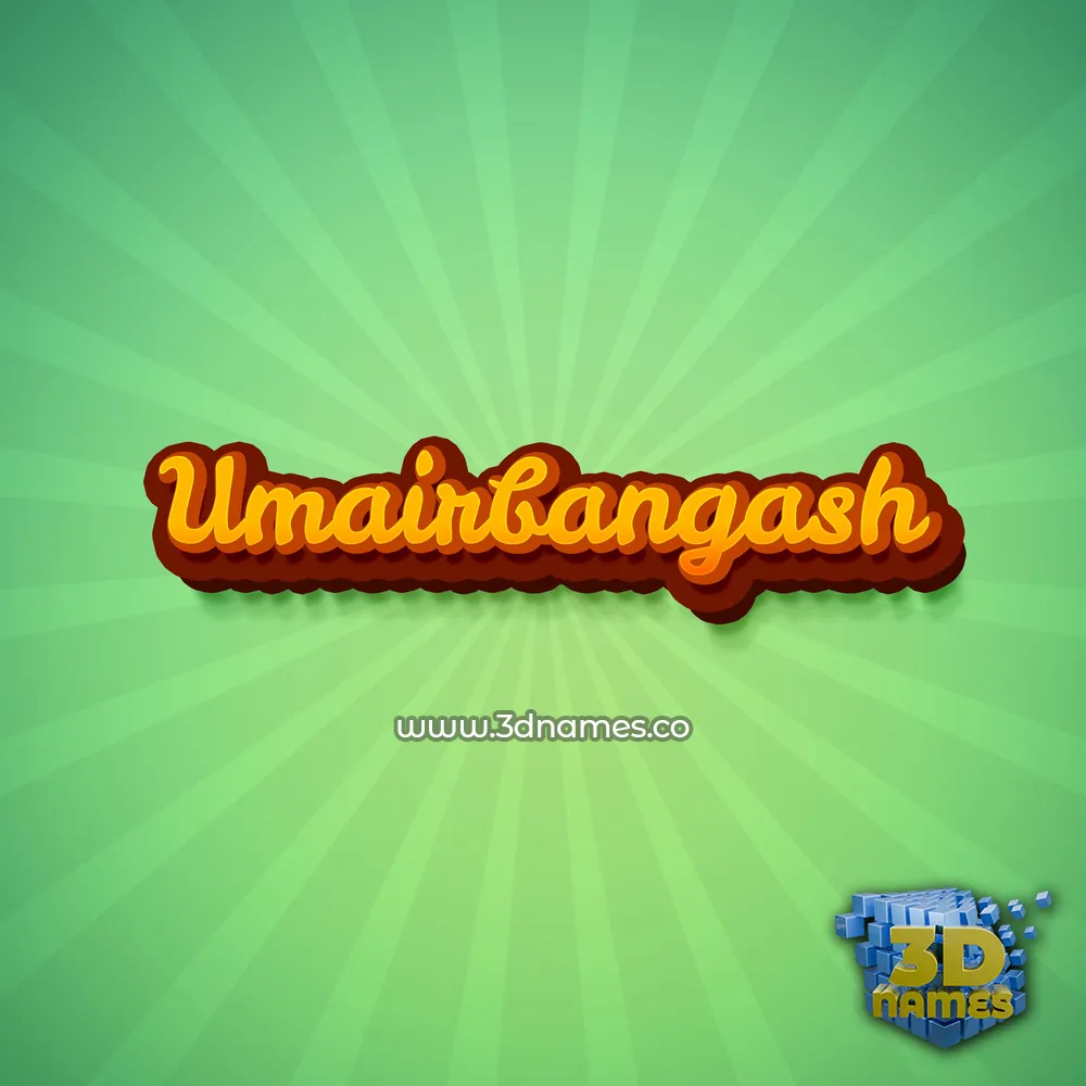 umairbangash in Green Rays style - 3D name wallpaper
