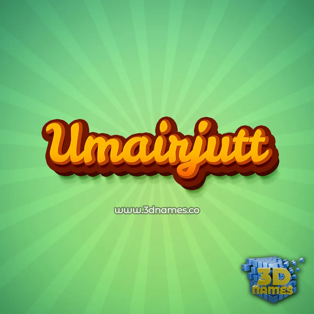 umairjutt in Green Rays style - 3D name wallpaper
