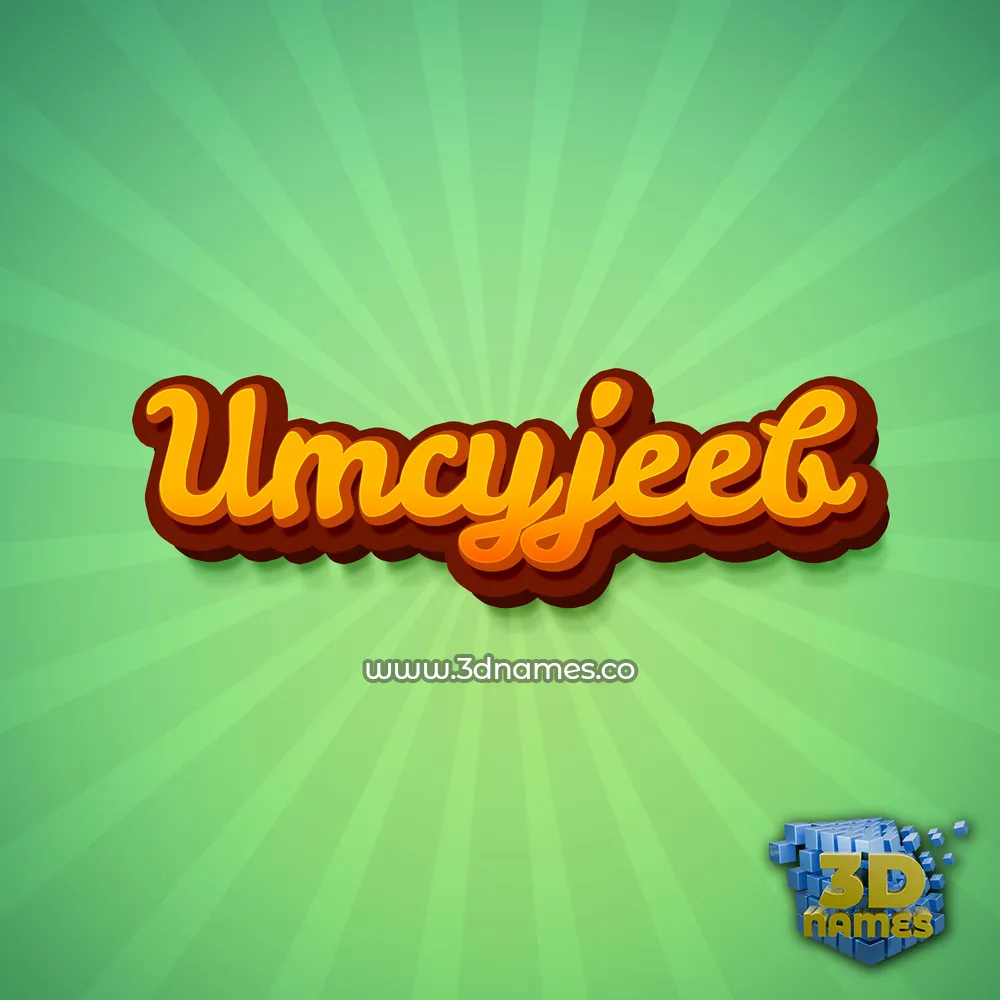 umcyjeeb in Green Rays style - 3D name wallpaper