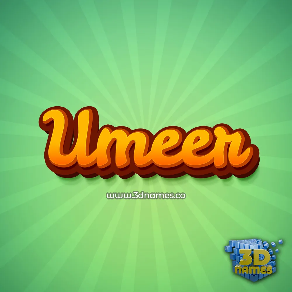 umeer in Green Rays style - 3D name wallpaper