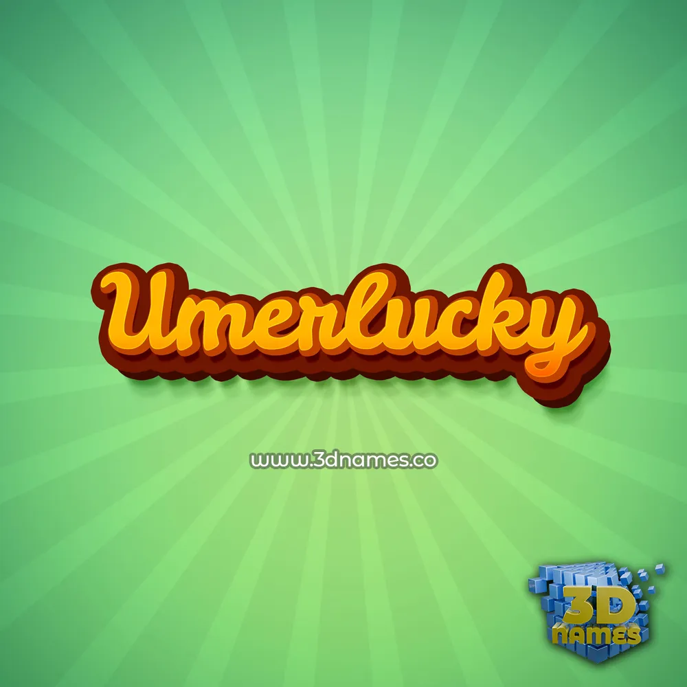 umerlucky in Green Rays style - 3D name wallpaper