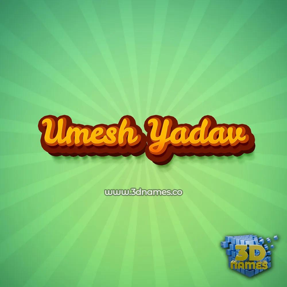 umesh yadav in Green Rays style - 3D name wallpaper