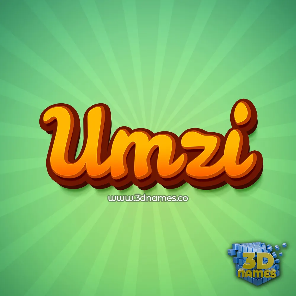 umzi in Green Rays style - 3D name wallpaper