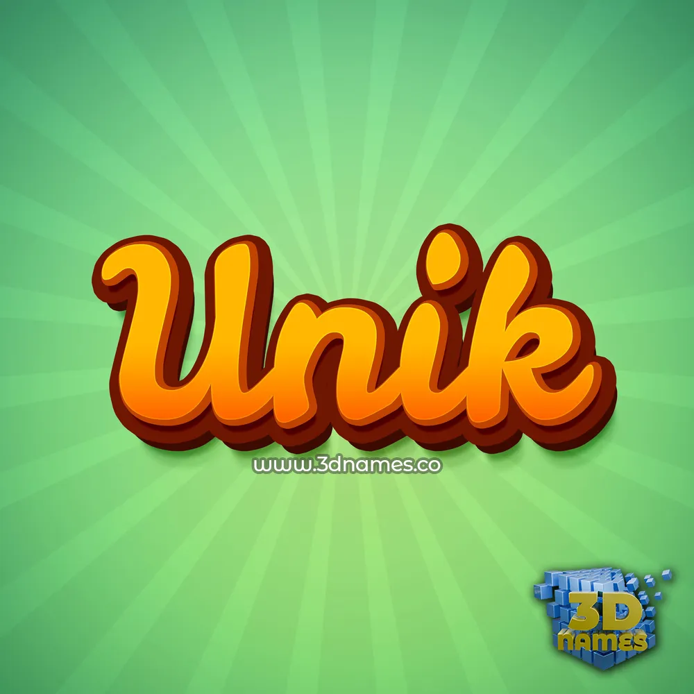 unik in Green Rays style - 3D name wallpaper