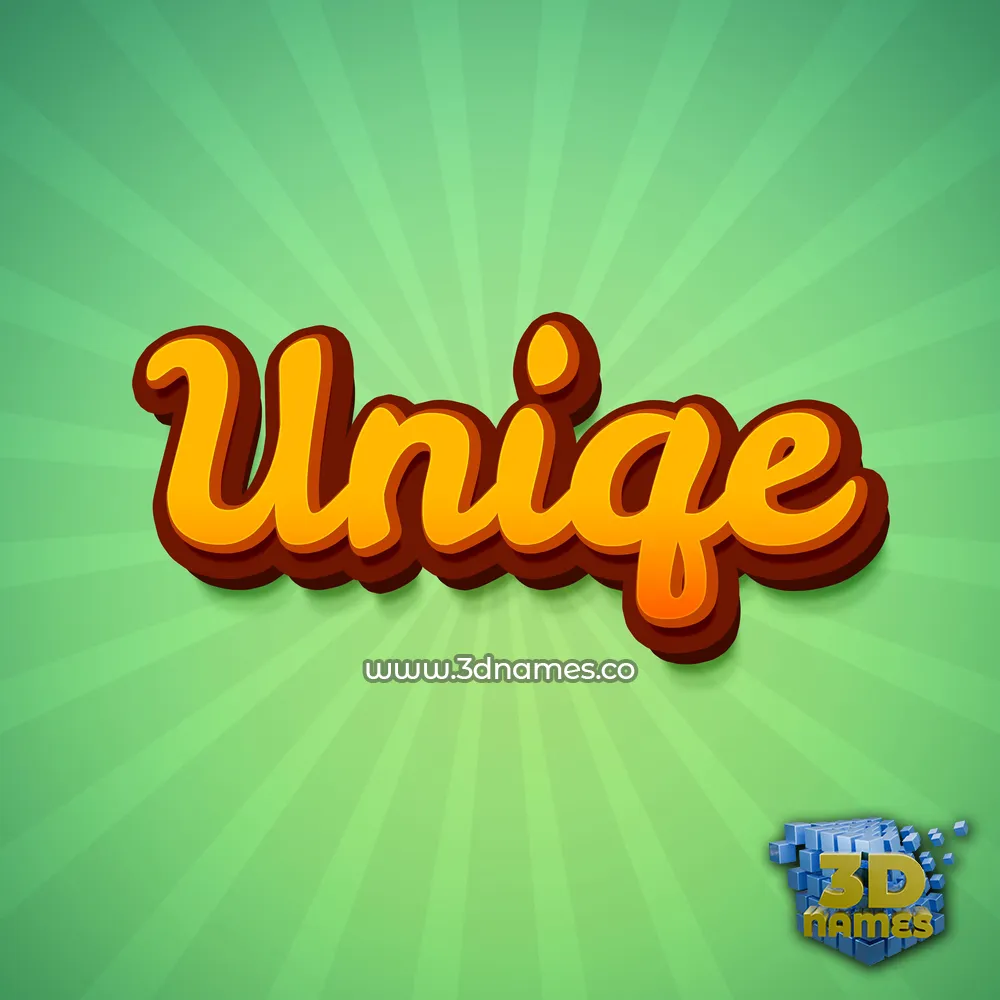 uniqe in Green Rays style - 3D name wallpaper