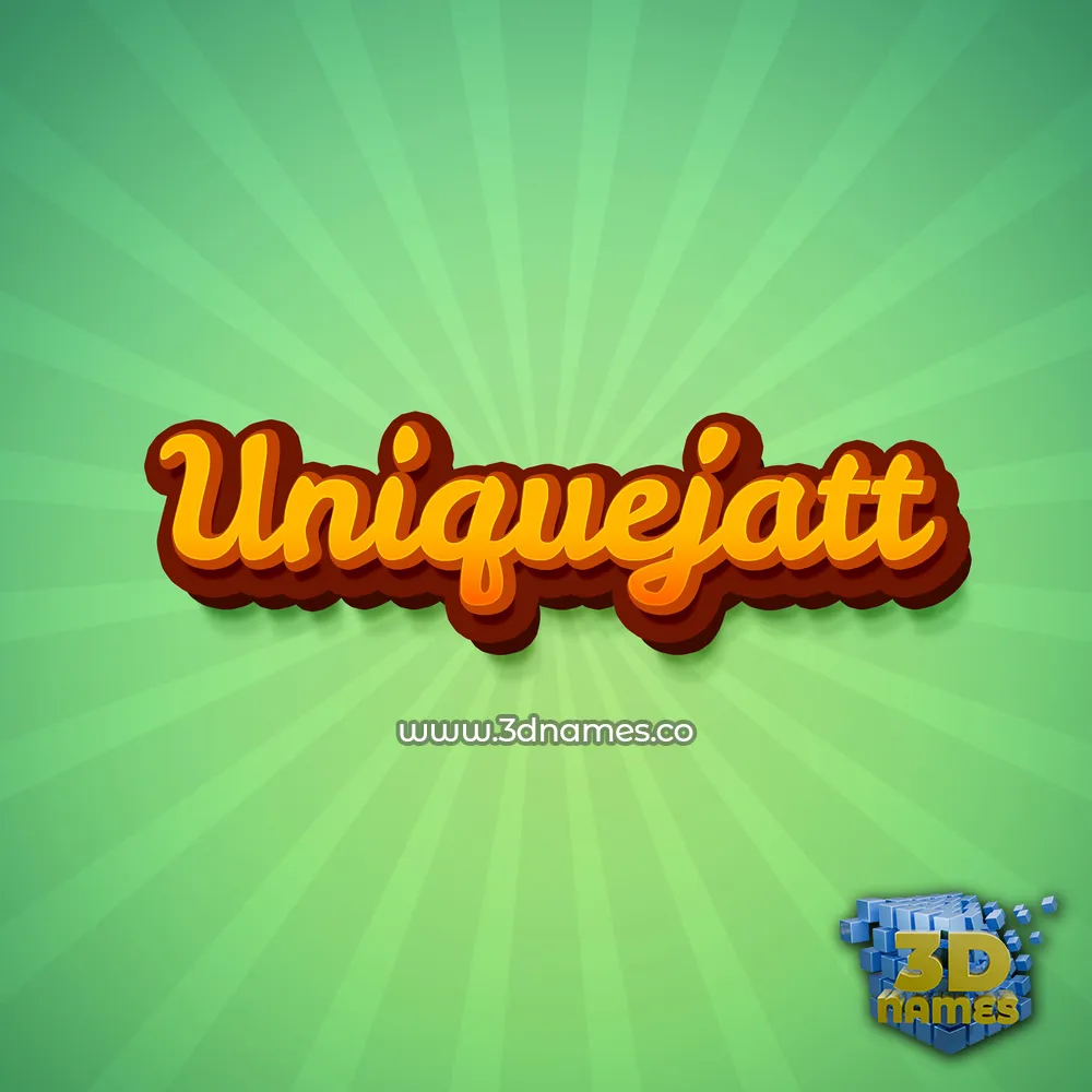 uniquejatt in Green Rays style - 3D name wallpaper