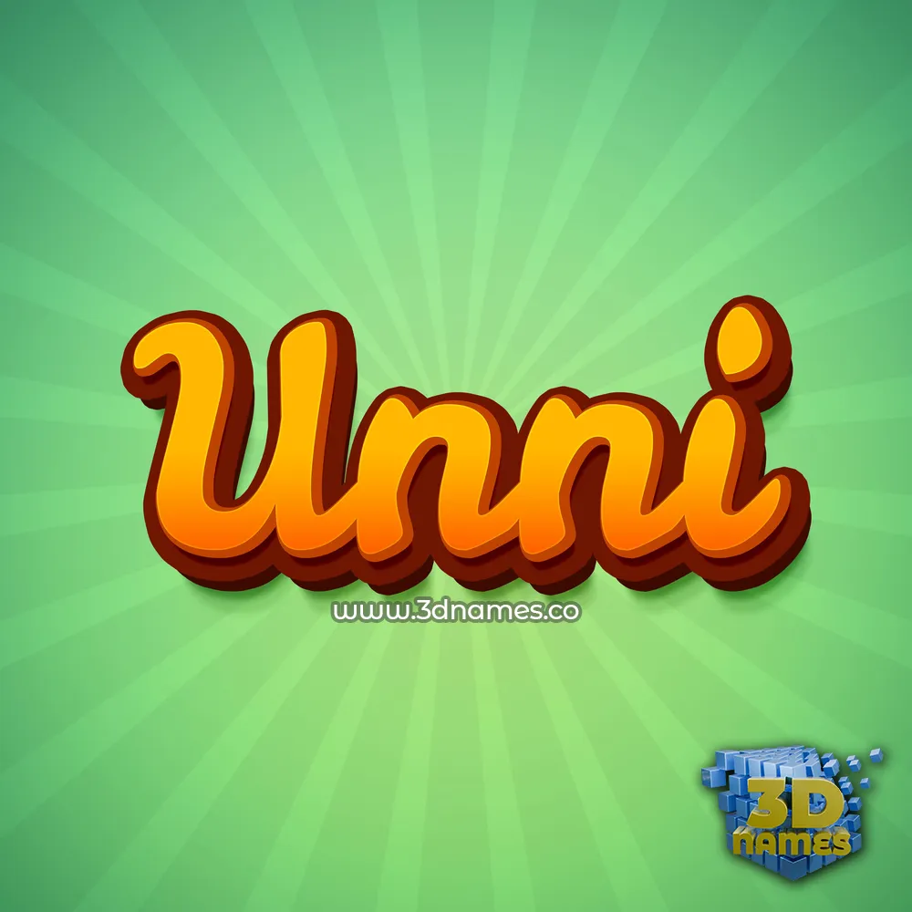 unni in Green Rays style - 3D name wallpaper