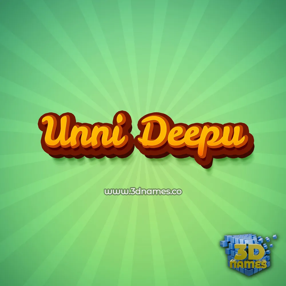 unni deepu in Green Rays style - 3D name wallpaper
