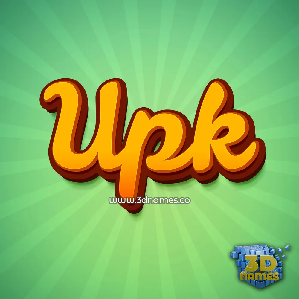 upk in Green Rays style - 3D name wallpaper