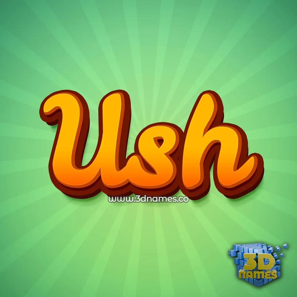ush in Green Rays style - 3D name wallpaper