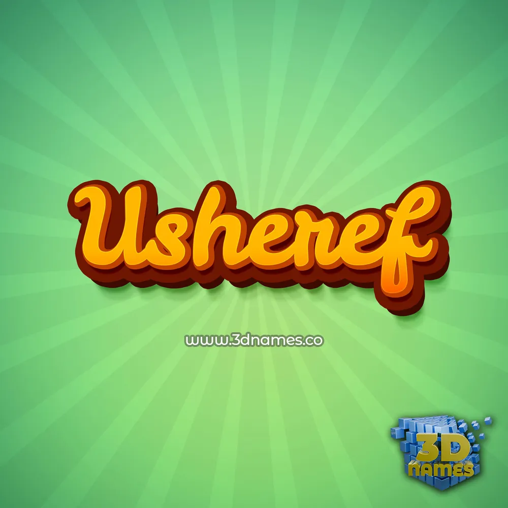 usheref in Green Rays style - 3D name wallpaper