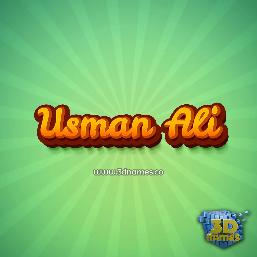 usman ali in Green Rays style - 3D name wallpaper