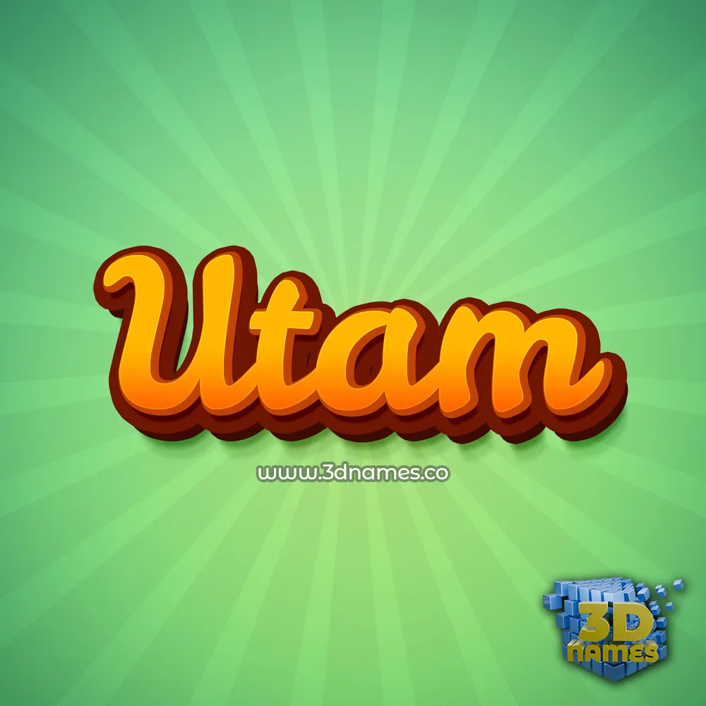 utam in Green Rays style - 3D name wallpaper