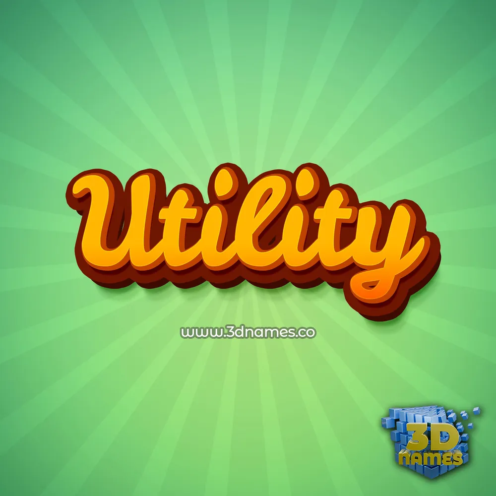 utility in Green Rays style - 3D name wallpaper