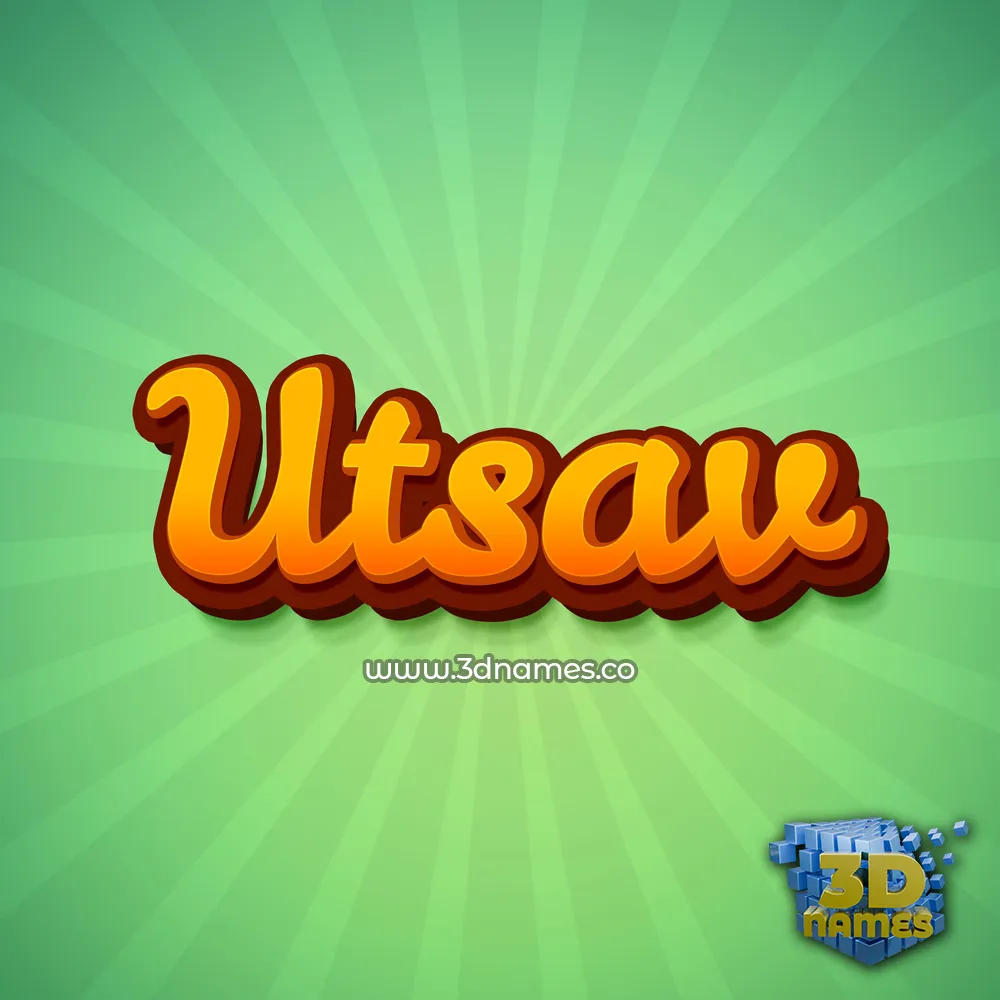 utsav in Green Rays style - 3D name wallpaper