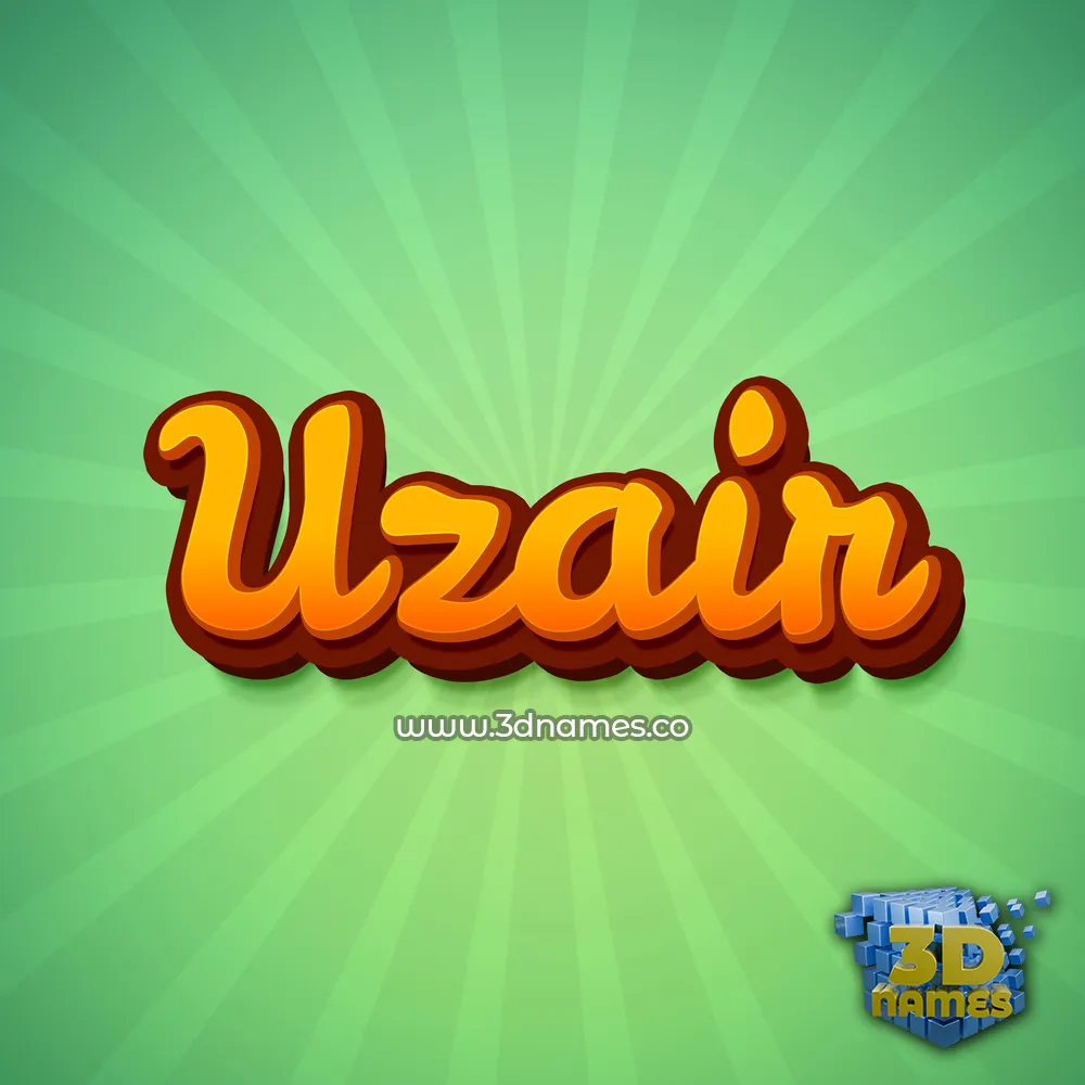 uzair in Green Rays style - 3D name wallpaper