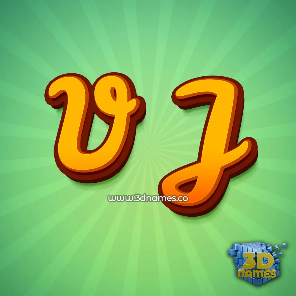 v j in Green Rays style - 3D name wallpaper