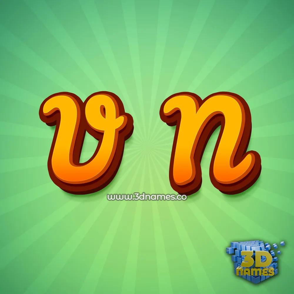 v n in Green Rays style - 3D name wallpaper