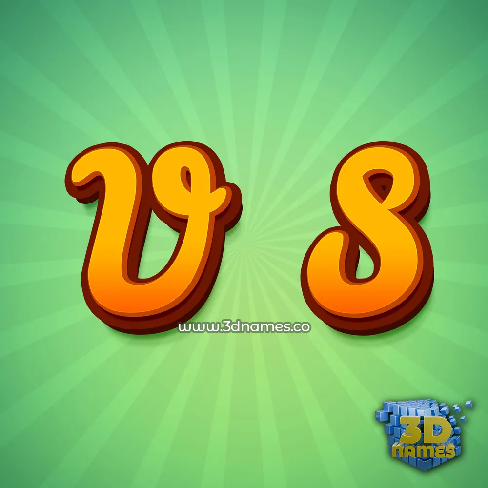 v s in Green Rays style - 3D name wallpaper