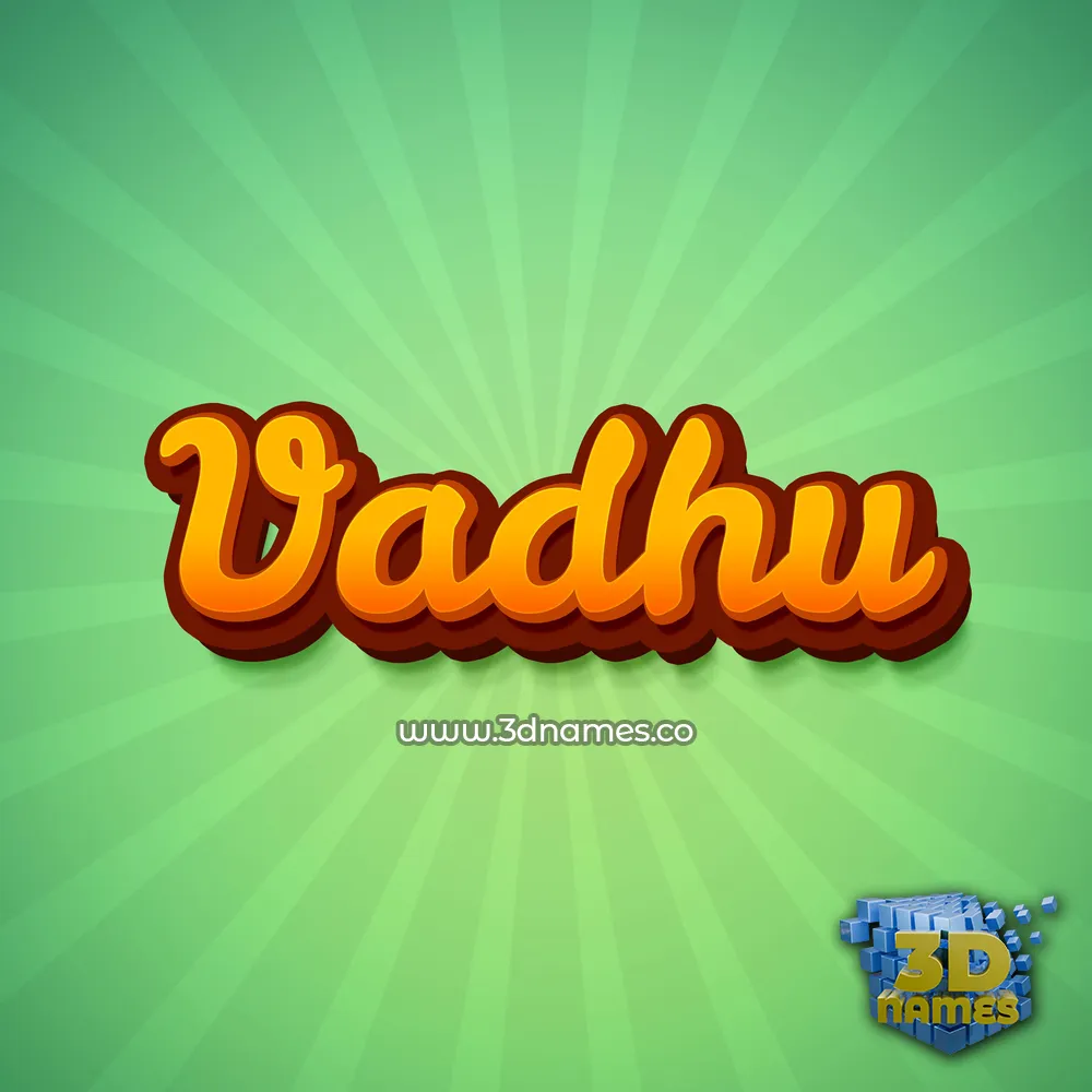 vadhu in Green Rays style - 3D name wallpaper