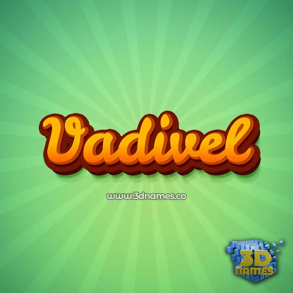 vadivel in Green Rays style - 3D name wallpaper