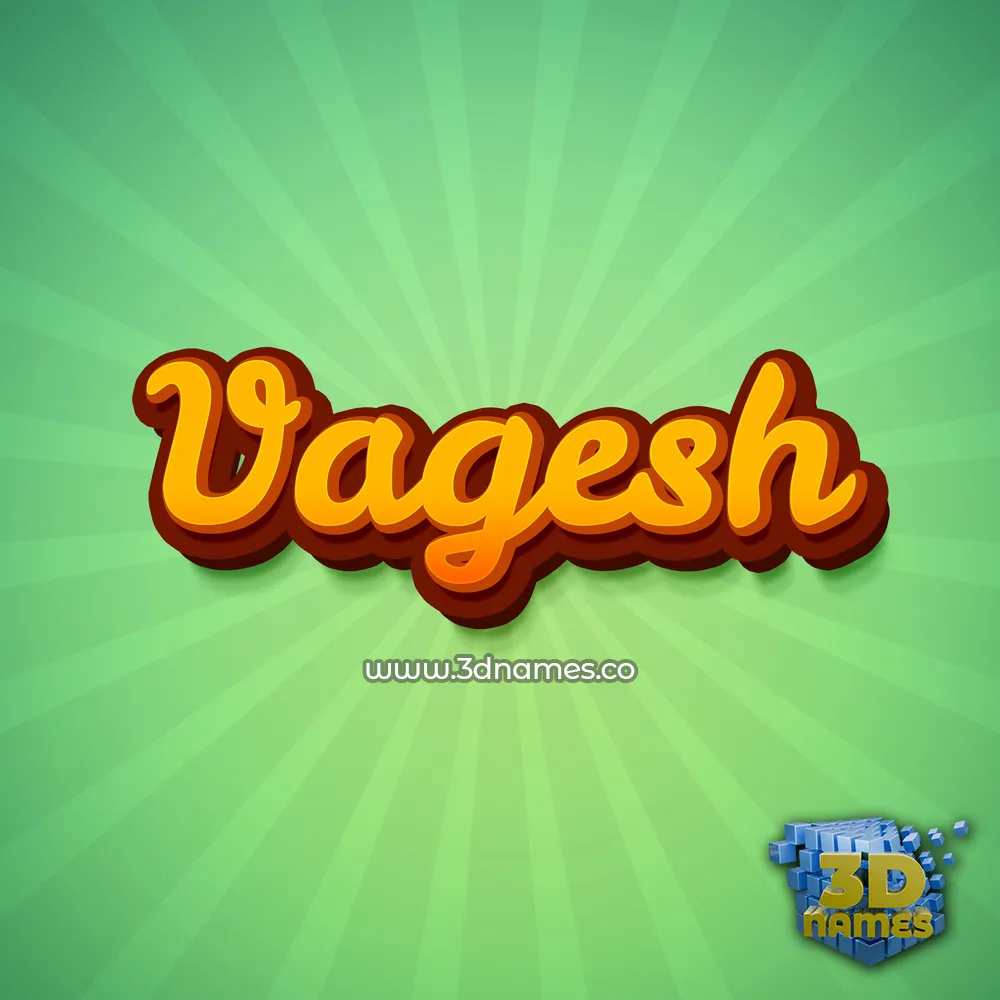 vagesh in Green Rays style - 3D name wallpaper
