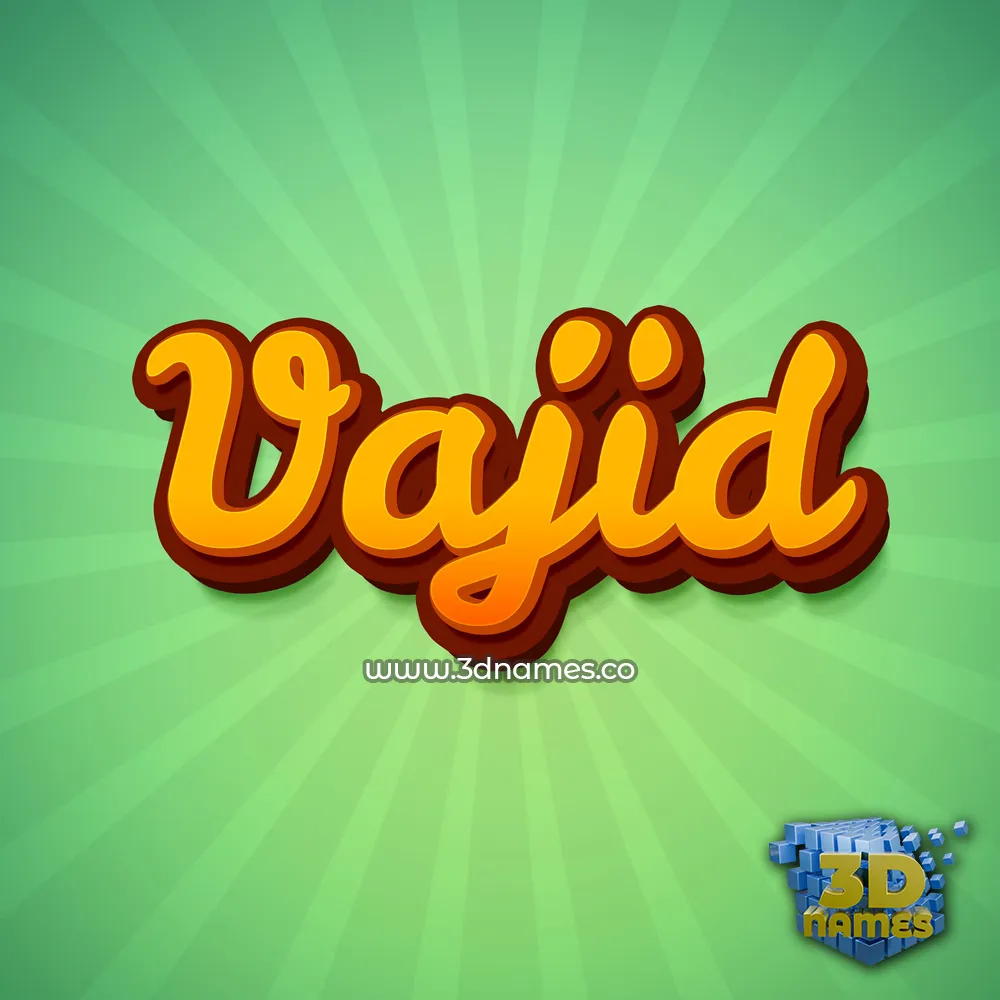 vajid in Green Rays style - 3D name wallpaper