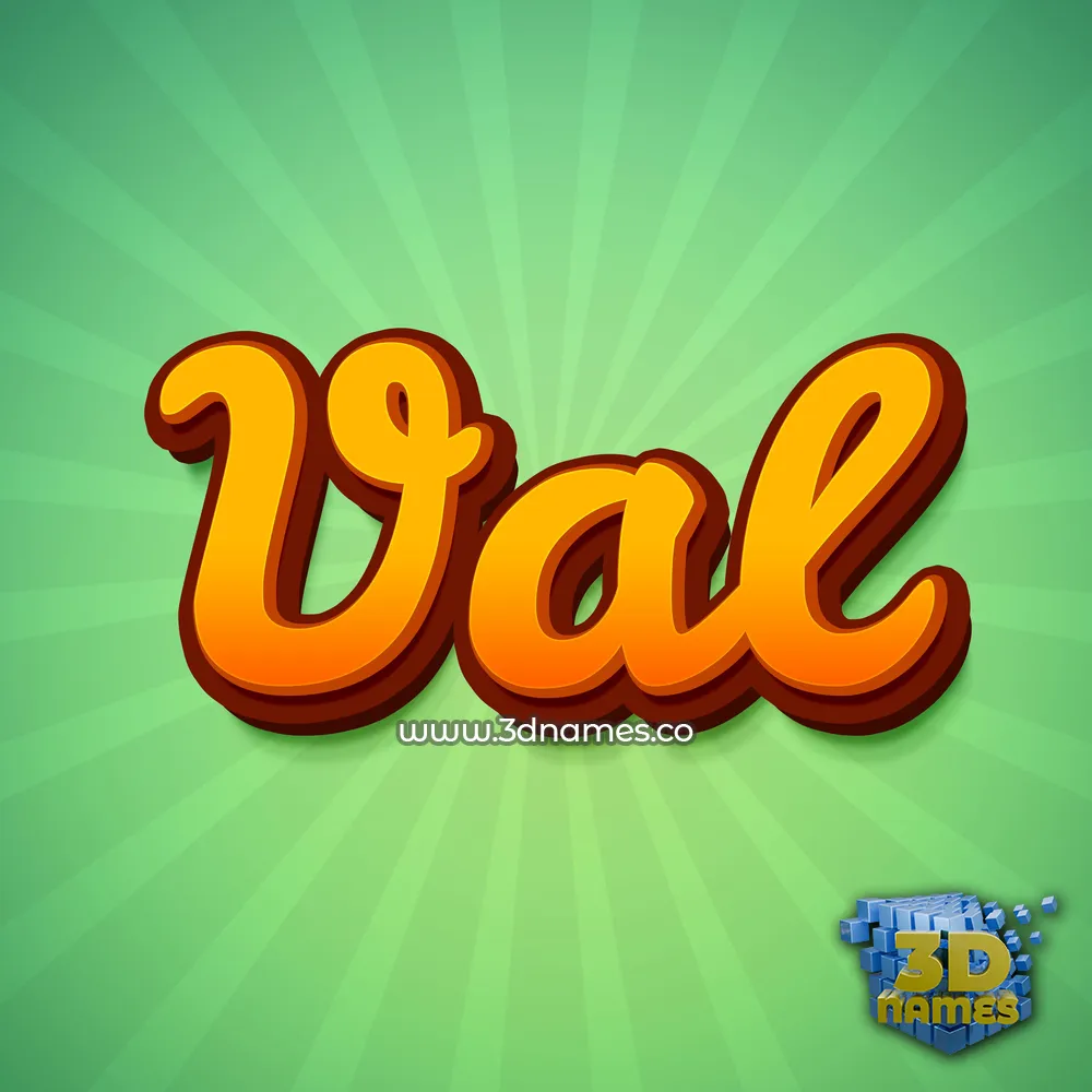 val in Green Rays style - 3D name wallpaper