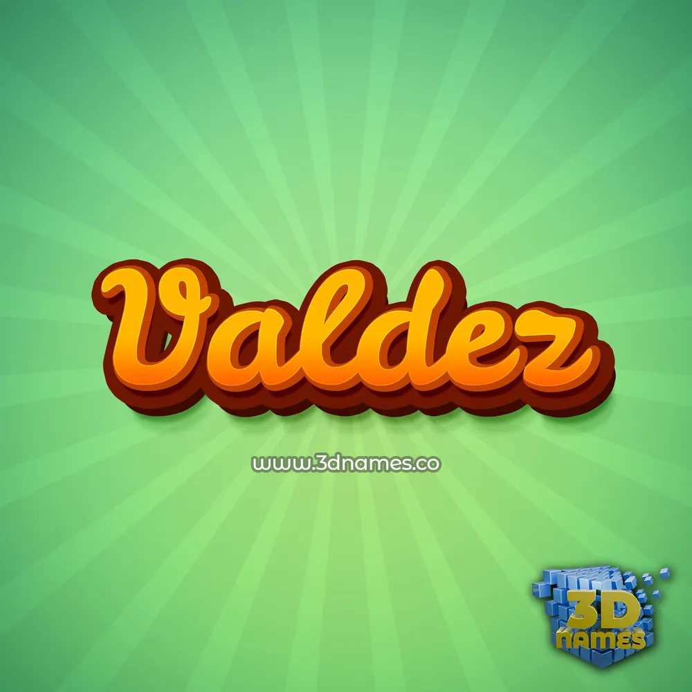 valdez in Green Rays style - 3D name wallpaper