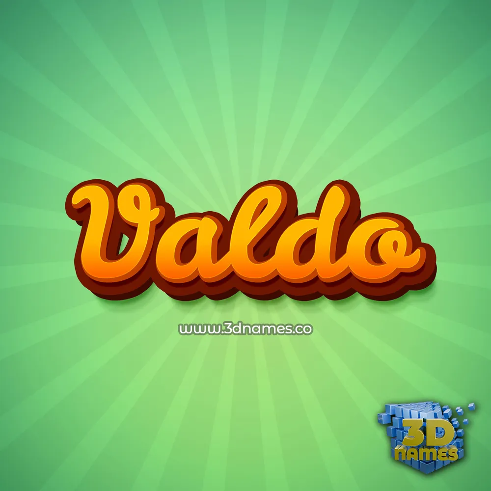 valdo in Green Rays style - 3D name wallpaper