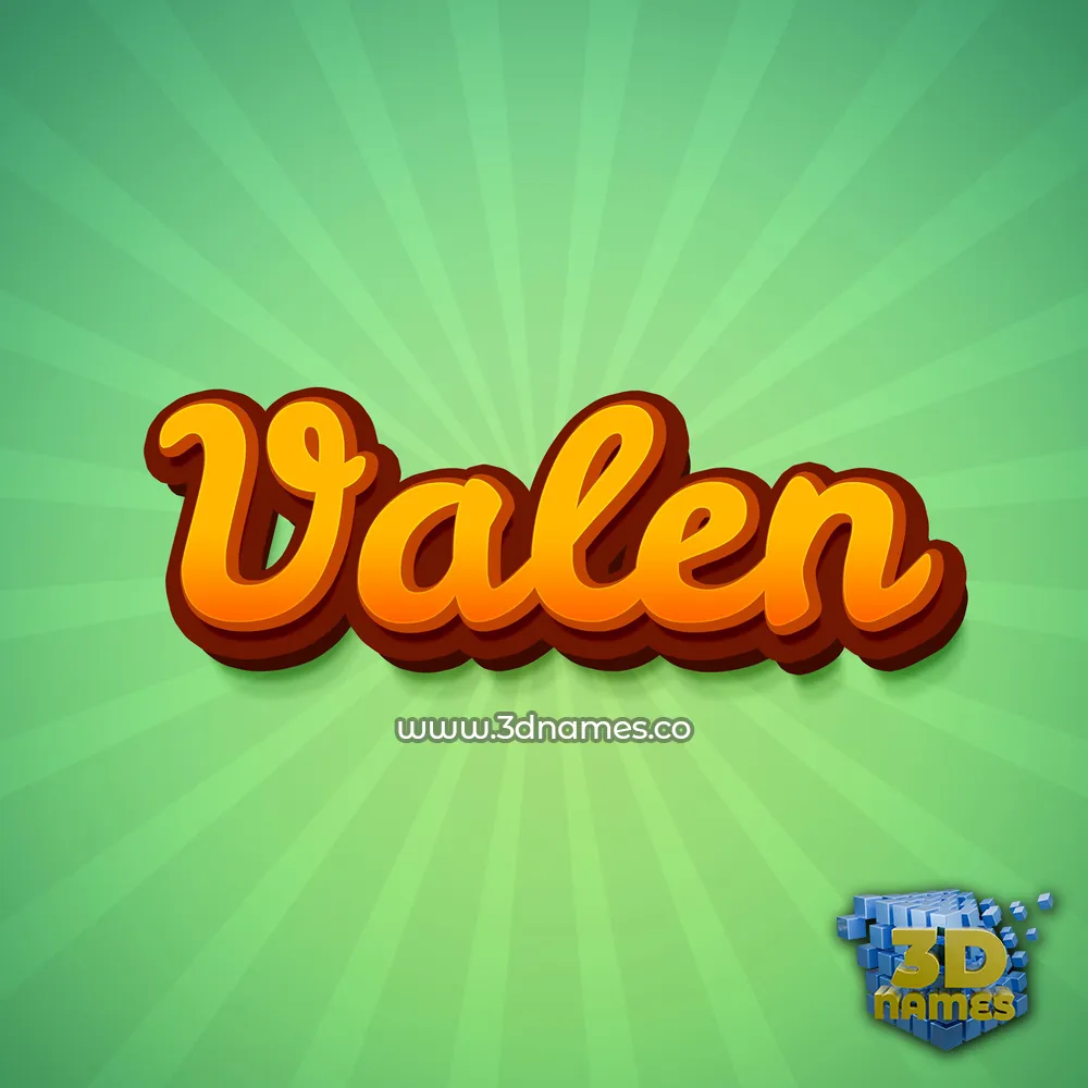 valen in Green Rays style - 3D name wallpaper
