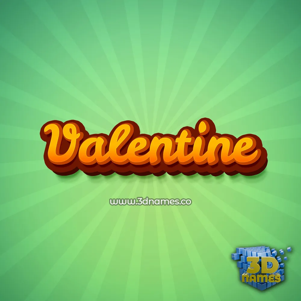 valentine in Green Rays style - 3D name wallpaper