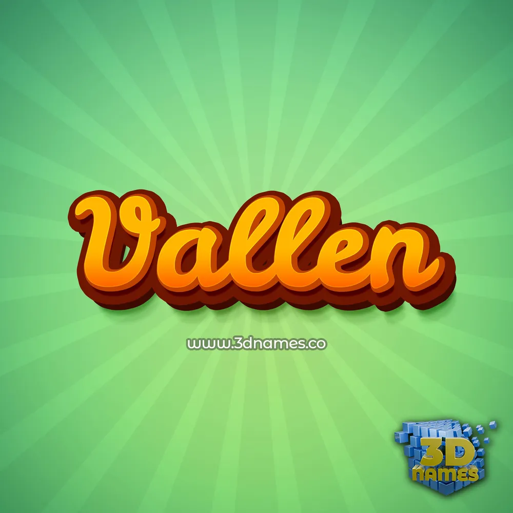 vallen in Green Rays style - 3D name wallpaper