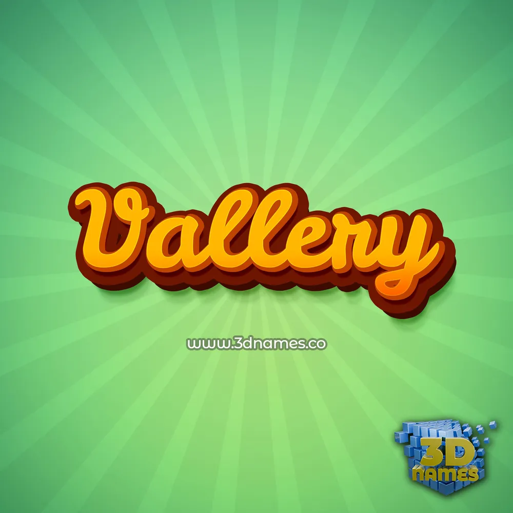 vallery in Green Rays style - 3D name wallpaper