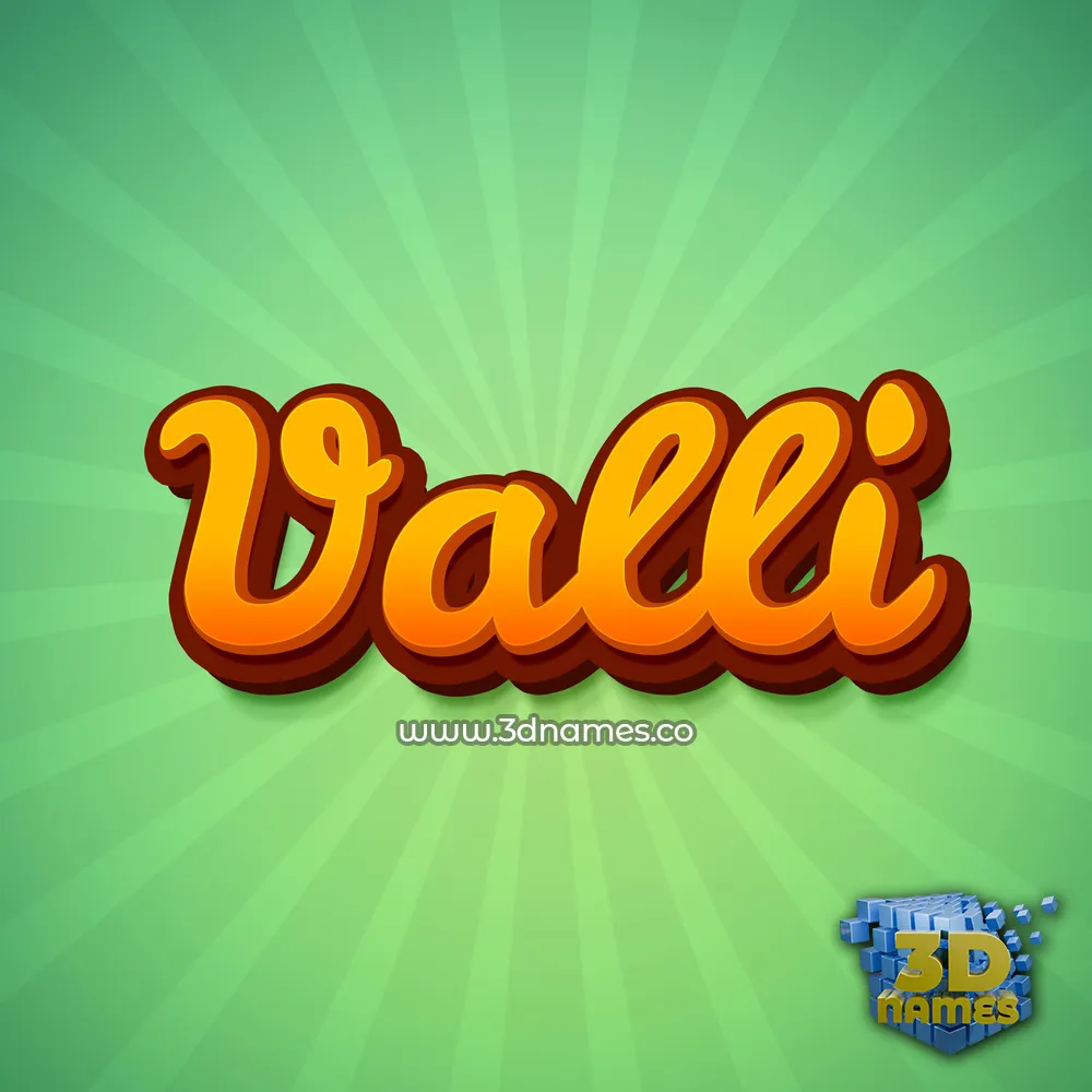 valli in Green Rays style - 3D name wallpaper