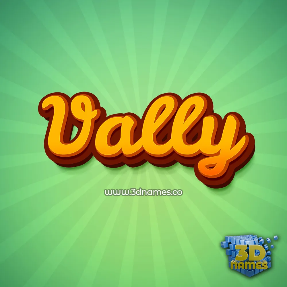 vally in Green Rays style - 3D name wallpaper