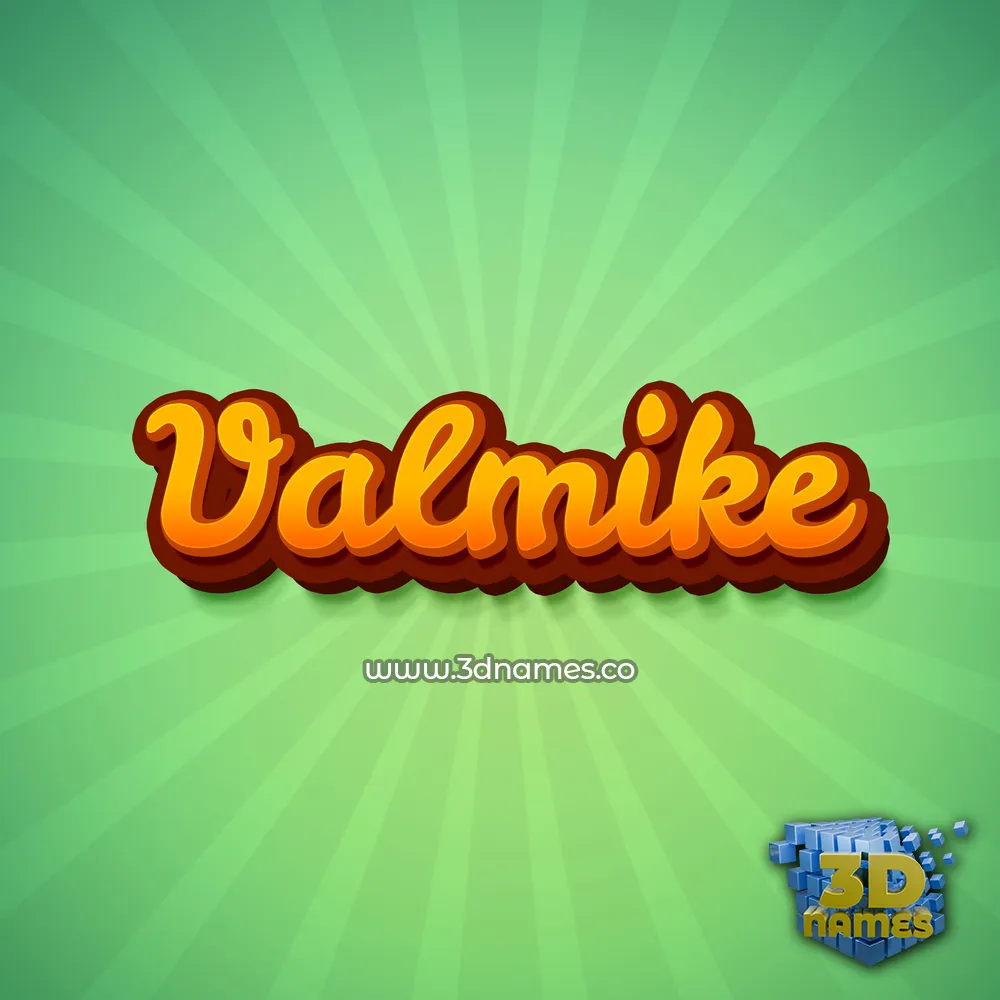 valmike in Green Rays style - 3D name wallpaper