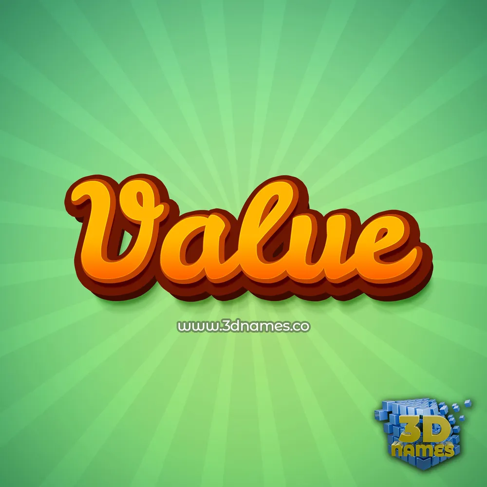 value in Green Rays style - 3D name wallpaper
