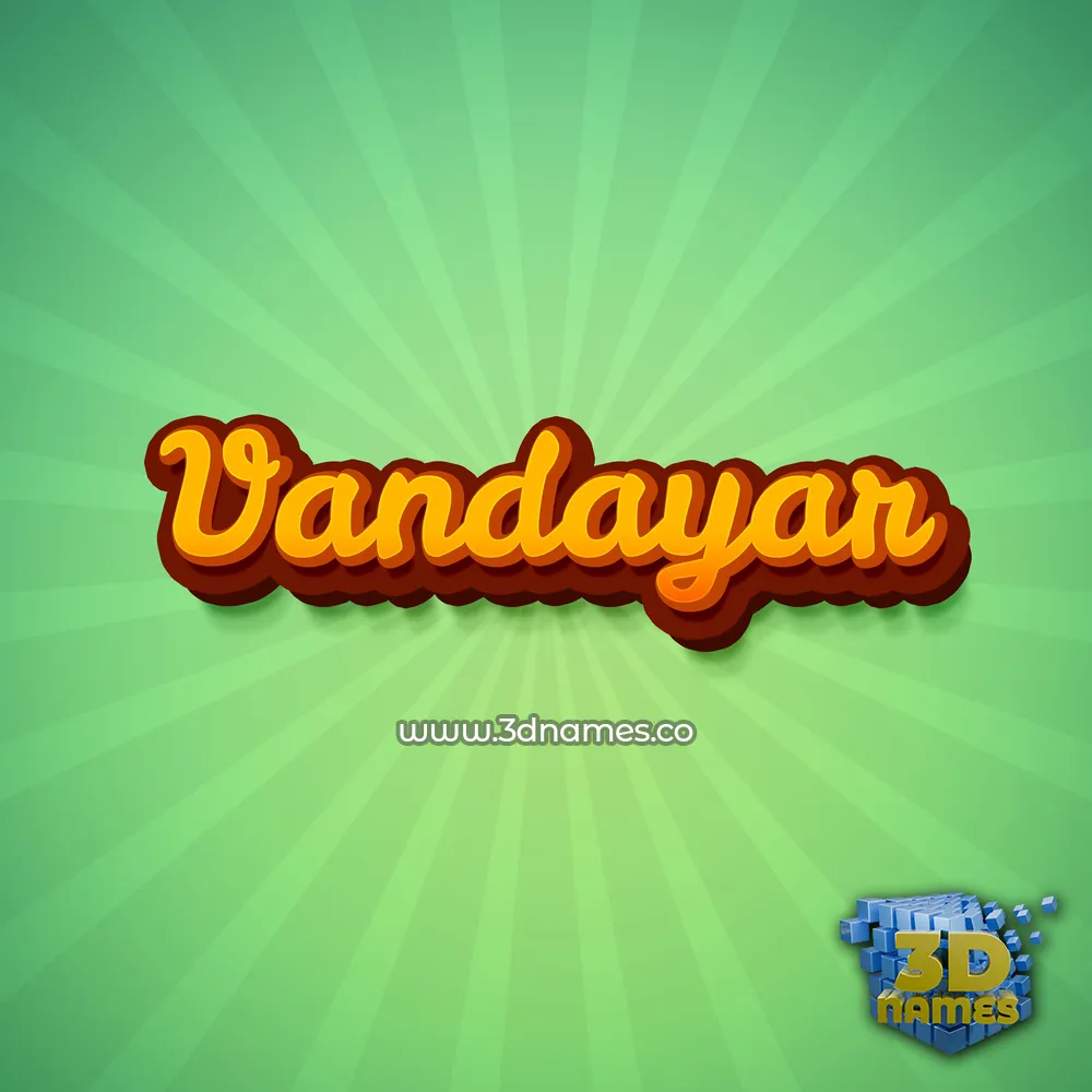 vandayar in Green Rays style - 3D name wallpaper