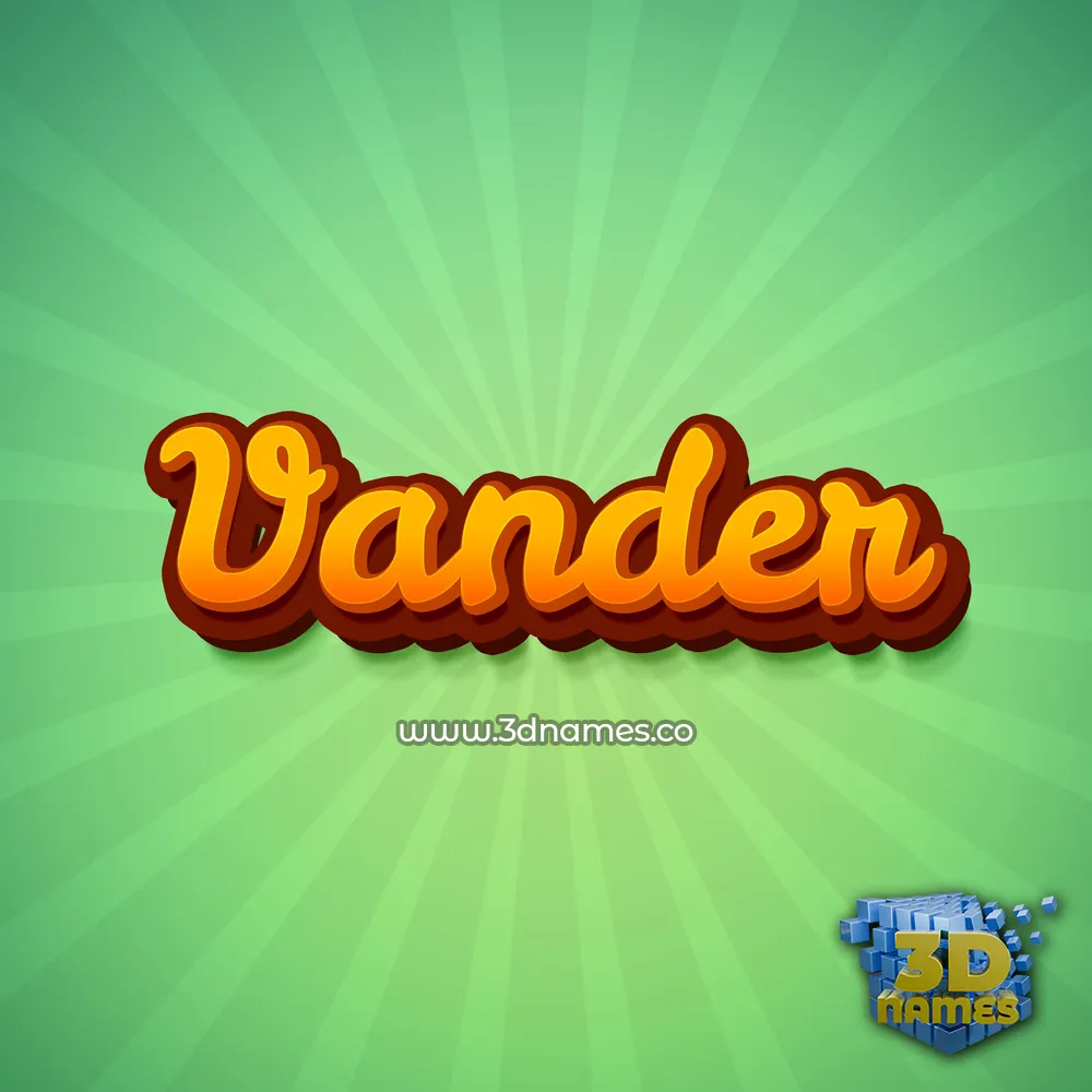 vander in Green Rays style - 3D name wallpaper