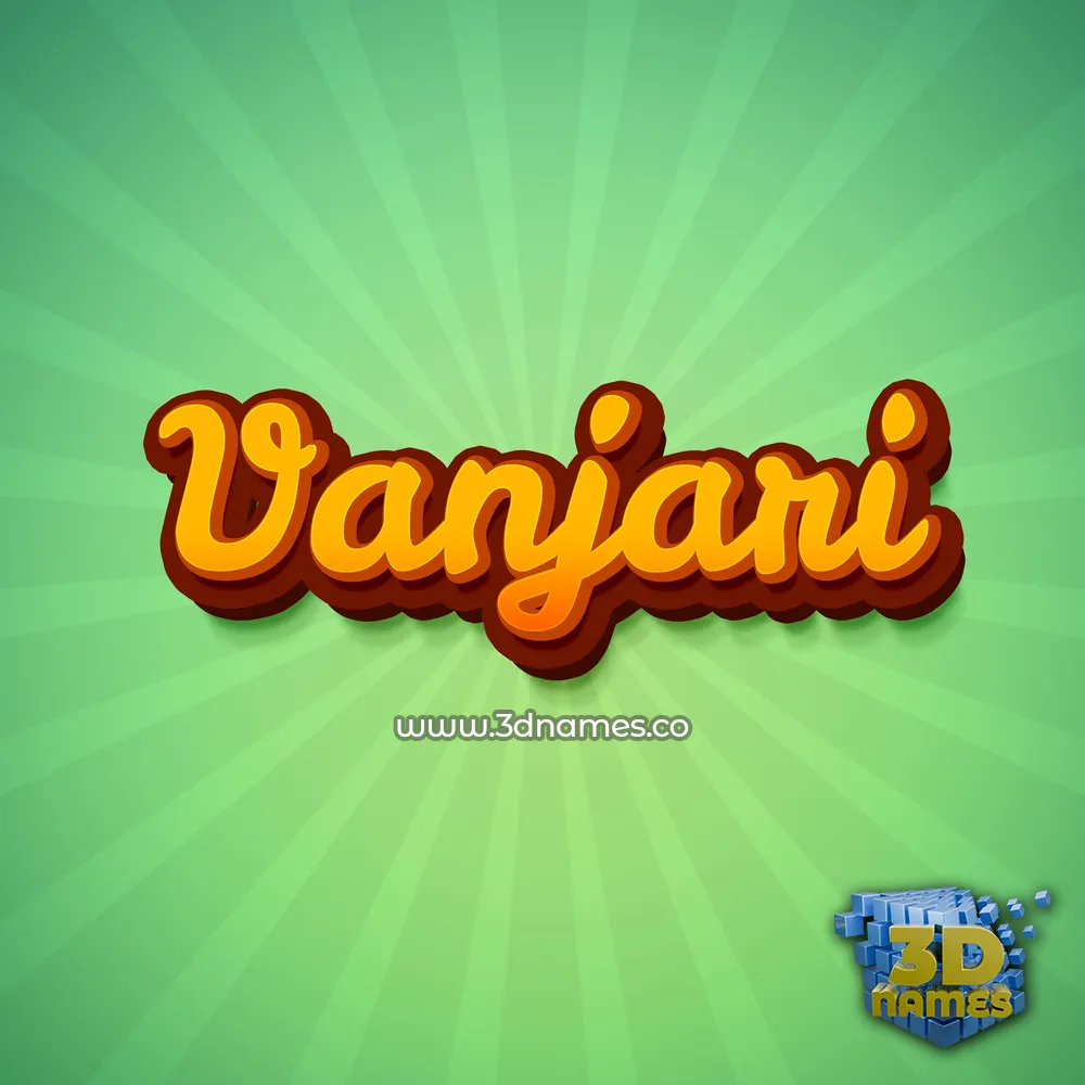 vanjari in Green Rays style - 3D name wallpaper
