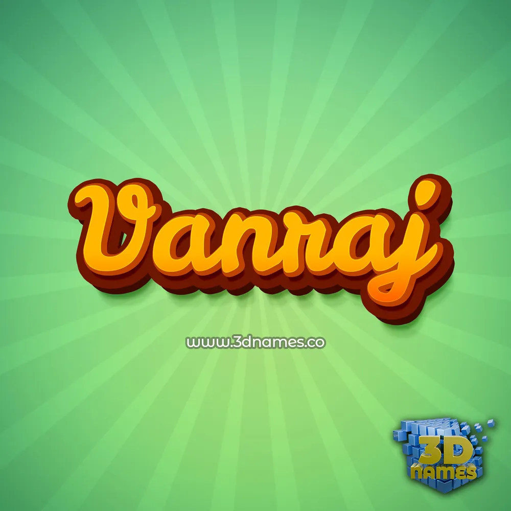 vanraj in Green Rays style - 3D name wallpaper